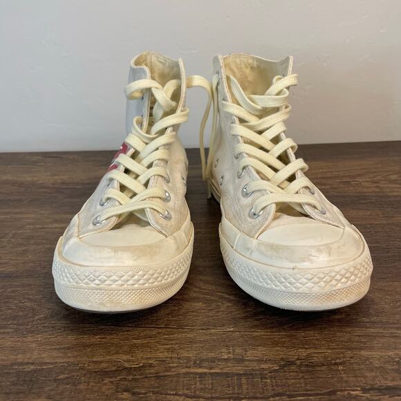 CDG Play Converse Chuck Taylor High Top White Red Heart Men's 6 Women's 8 - Picture 10 of 11